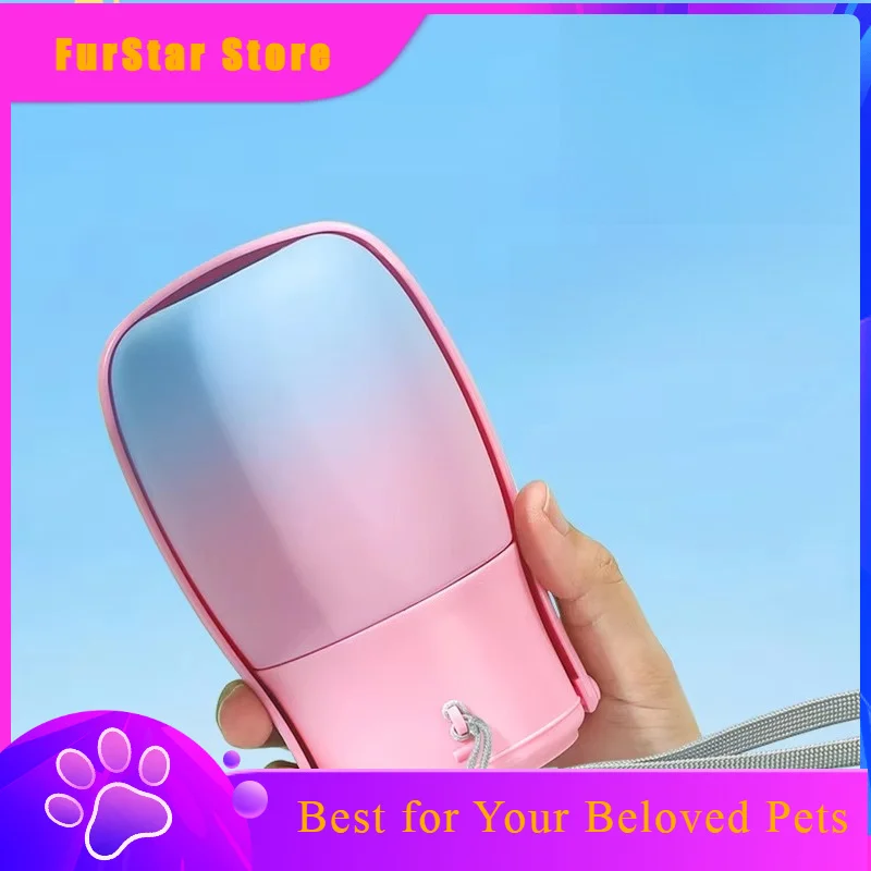 FurStarFoldable Dog Cat Water Bottle - Leak-Proof Pet Bowl With One-Touch Dispenser, Travel Hiking Camping Feeder Accessories