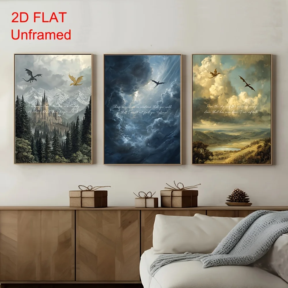 Fourth Wing Book Quote Canvas Poster Tairn Andarna Flying Dragon Bookish Fantasy Wall Art Print Library Reading Nook Decor Retro
