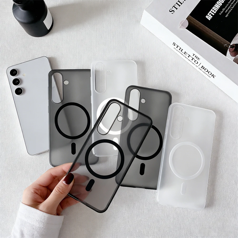 Magnetic Phone Case For Samsung Galaxy S26 Ultra S25 S22 S23 Plus S24 A17 A56 A57 A37 A07 A35 Lens Protection Cover Matte Clear