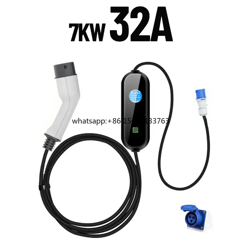 Level 2 Type 2 16A 32A Portable EVSE Car Charger 7KW Single Phase AC Electric Vehicle EV Charger