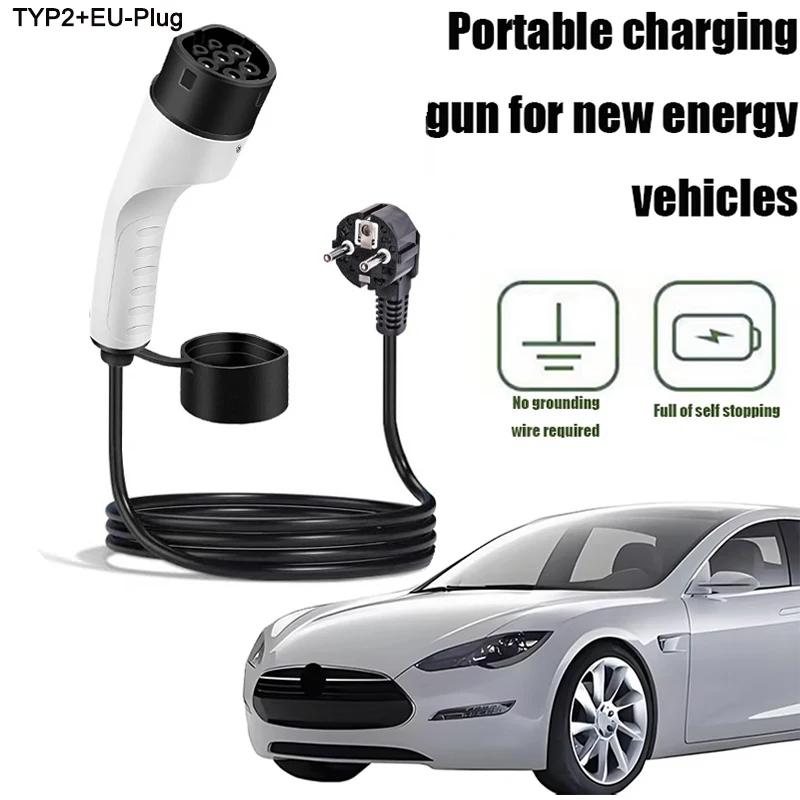 3.5KW 16A EV Portable Charger 3M 5M Cable Typ2 EU Plug Wallbox Adapter For Electric Vehicle