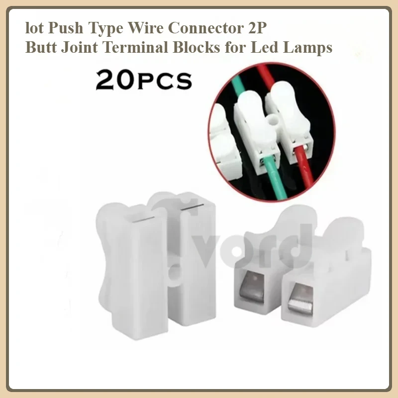 20pcs CH2 Spring Quick Wire Connectors Cable Clamps Terminal Block LED Strip Light Replace Electrical Tapes Cable Clamp Tools