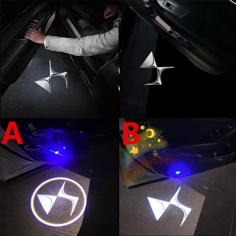 2PCS For Citroen DS C1 C2 C3 C4 C5 C6 C8 C4L DS3 DS4 DS5 DS6 Car Door Emblem LED Light Welcome Lamp Wireless Laser Projector