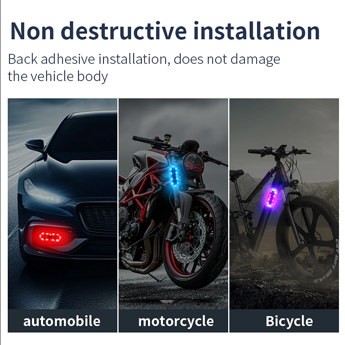 1/2Pcs Solar Wireless LED Solar Strobe Warning Light for Motorcycle Car Bike Truck Anti-collision Breathing Light Signal Lamp