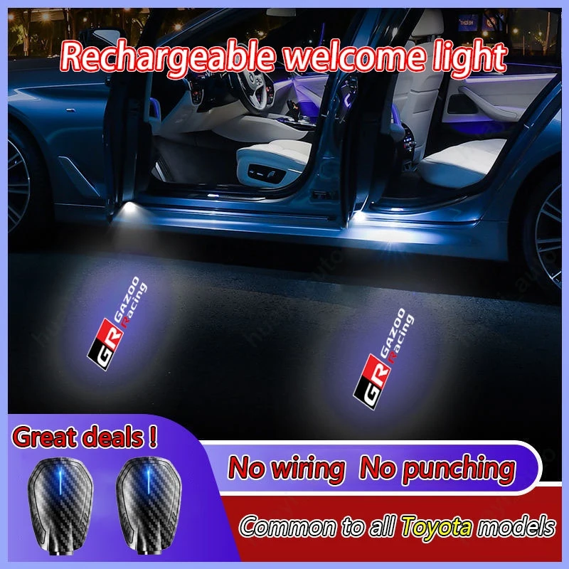1/2pcs Car Wireless Charging Car Door Welcome Light HD LED for Toyota GR Gazoo Racing Corolla Cross Camry Noah Fortuner Supra