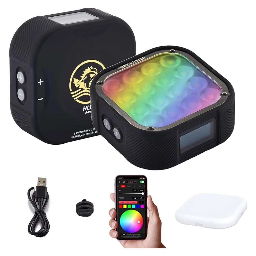 Camera Light, IFOOTAGE RGB Video Light, Portable Light Panel 360° Smart APP Control/18 Lighting Effects/Rechargeble/Magnetic