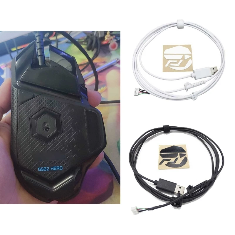 USB Mice Line, USB Mouse Cable and Mouse Feet Skates Replacement Repair Parts for G502 Hero Gaming Mouse