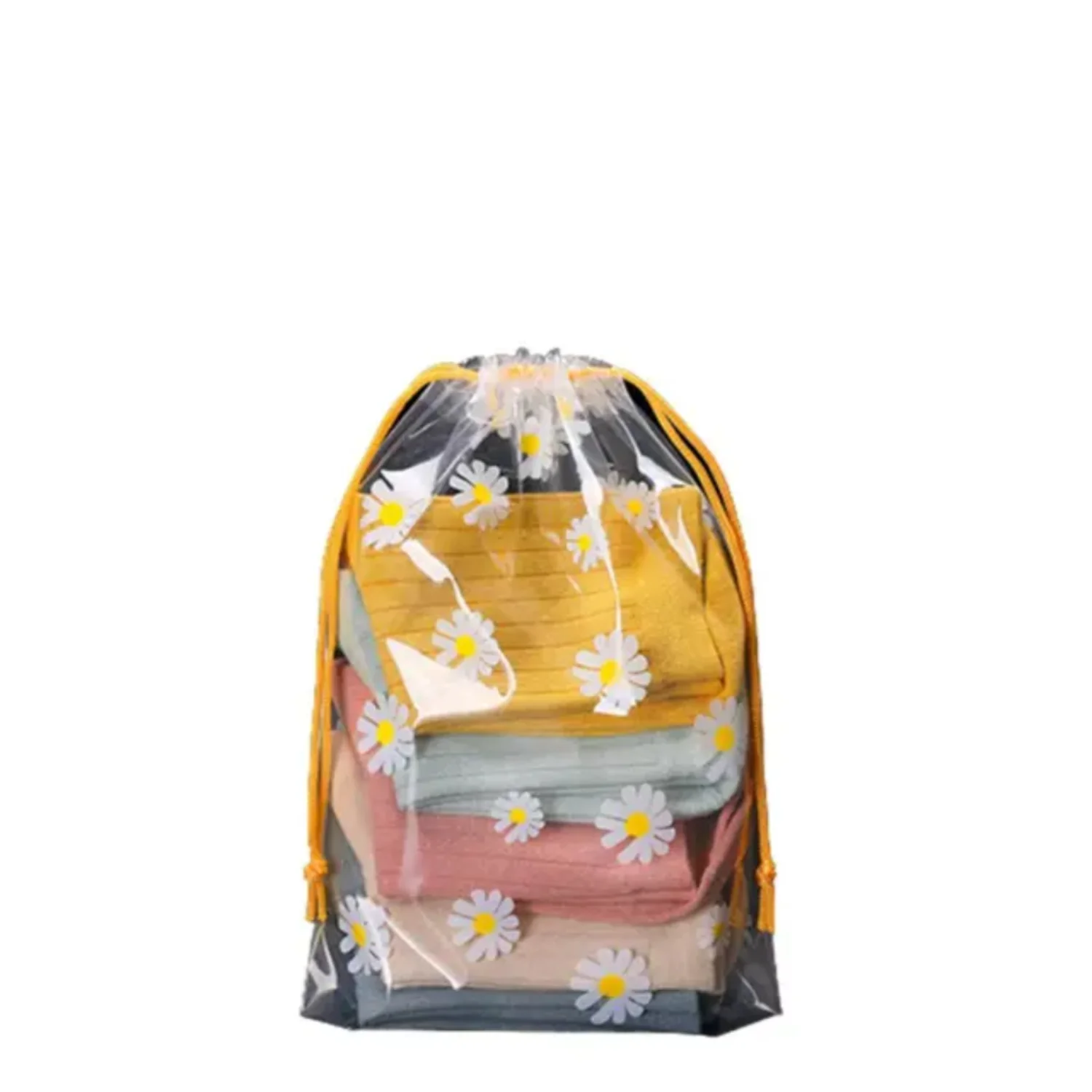 PVC Plastic   With Drawstring Portable Travel Waterproof Transparent Matte Cosmetic  Small  Pattern Organizer