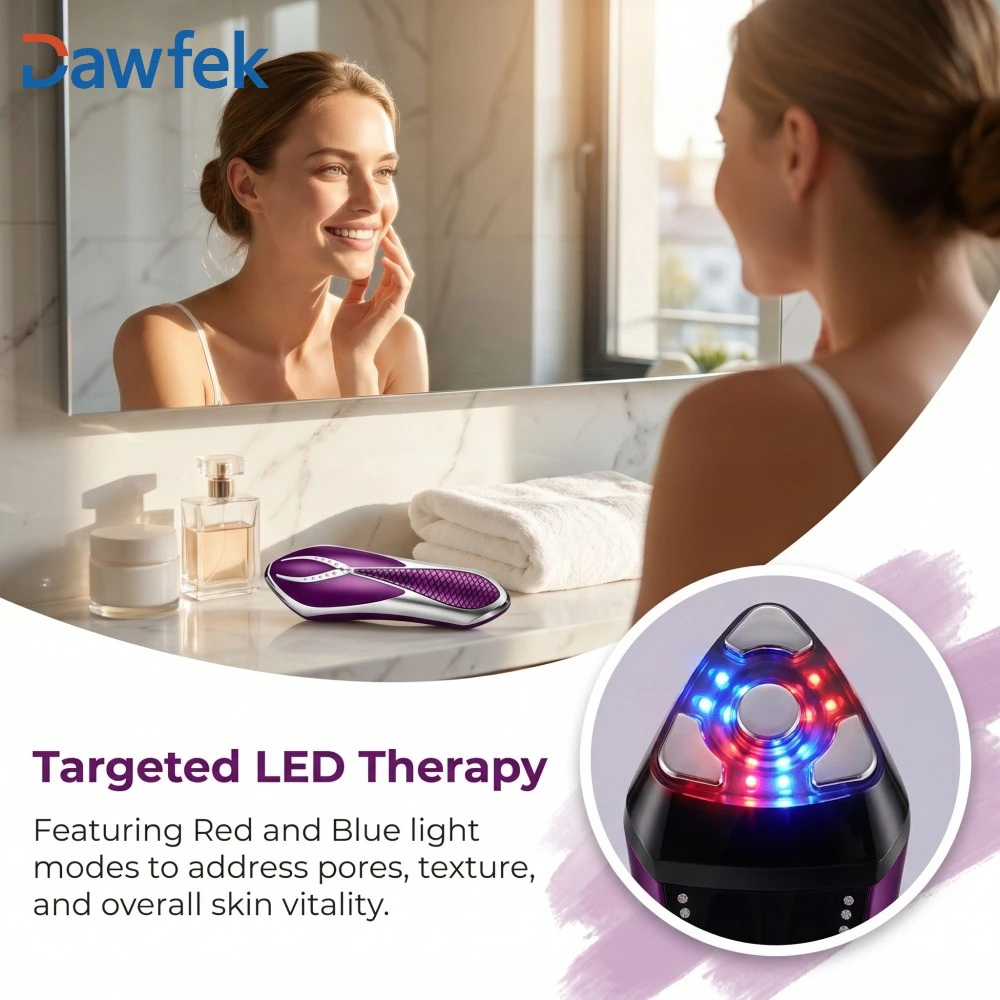 Dawfek Radio Frequency Pro Face Lifting Device Anti Wrinkle Skin Tightening Beauty Tool Microcurrent LED for Home Facial Care