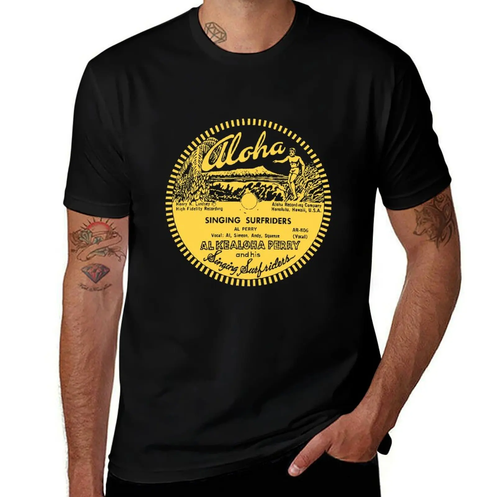 Vintage Tiki Al Kealoha & His Singing Surfriders 78rpm Label T-Shirt Comfort Stretch Tee Shirt