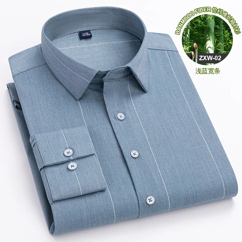 2025 New Stretch Anti-Wrinkle Mens Shirts Long Sleeve Dress Shirts For Slim Fit Camisa Social Business Blouse White Shirt S-4XL