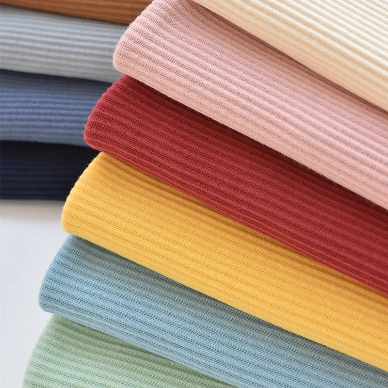 110cmx50cm Knitted Ribbed Fabric for Long Sleeve T-shirt Stretch Fabrics Cotton Fabric