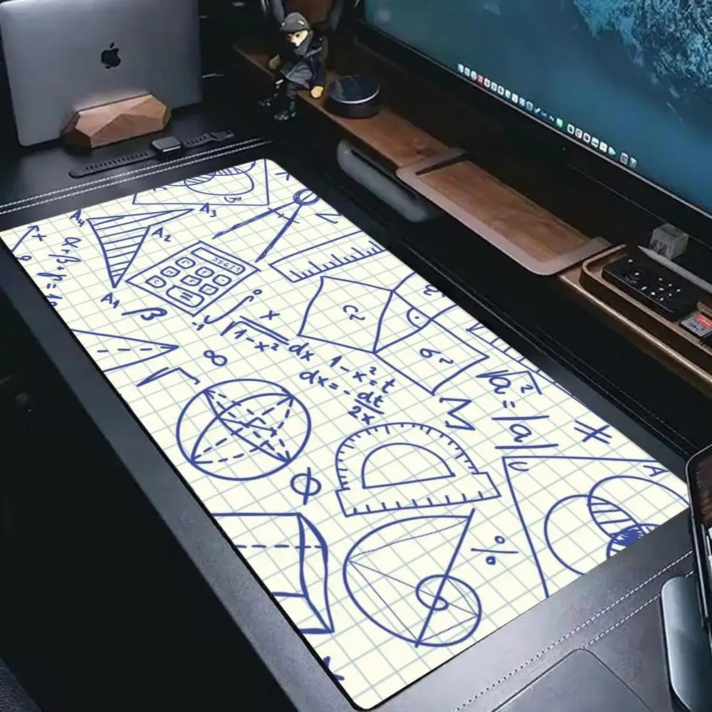 Gaming Mouse Pad Large Stylish Math Geometry Drafting Blueprint Anti-Skid Keyboard Desk Mat for PC Gamers Extended Mousepad