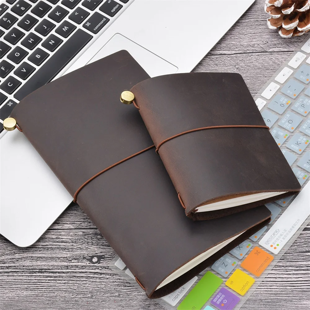 Genuine Leather Traveler Notebook DIY Journal 8 Colors Retro Diary Portable School Office Books Crazy Horse Leather