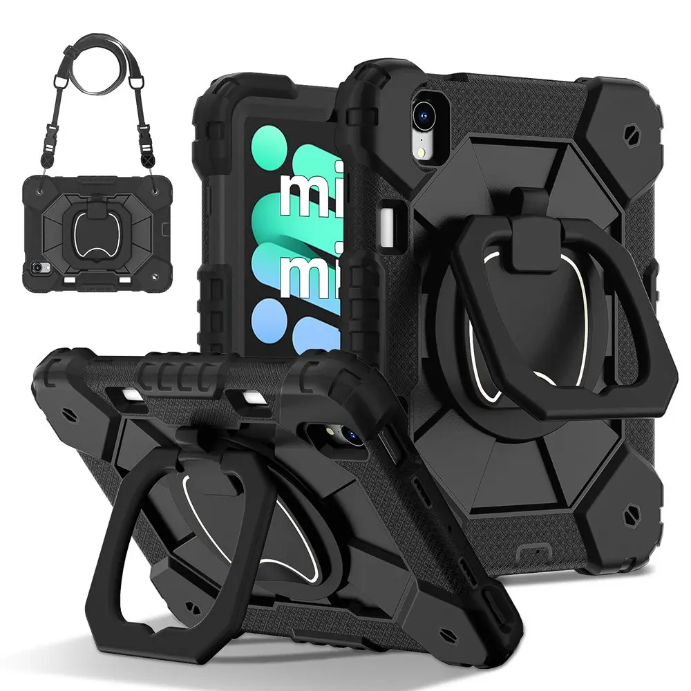 For iPad mini 7 2024 A17 Pro Case 8.3 inch Tablet cover Silicone+PC For iPad mini 6 Heavy Duty Armor Stand No Pen