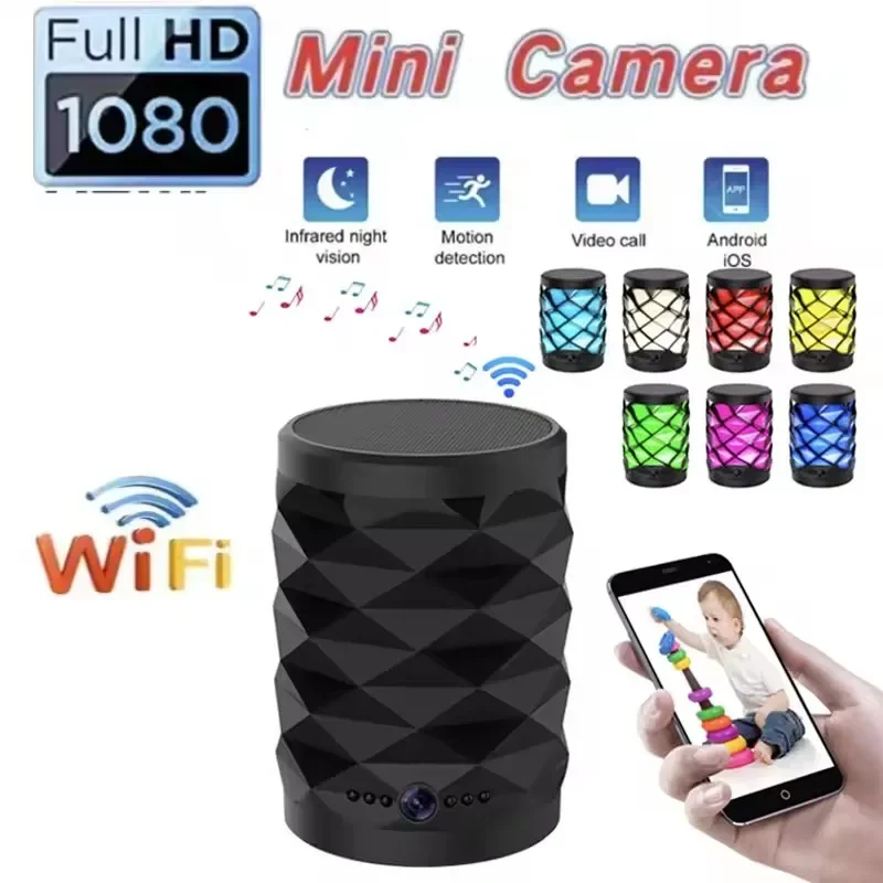 HD Mini Wifi Camera Bluetooth Speaker Home Security Surveillance Two-way Remote Intercom Night Vision Cam Colorful Baby Monitor