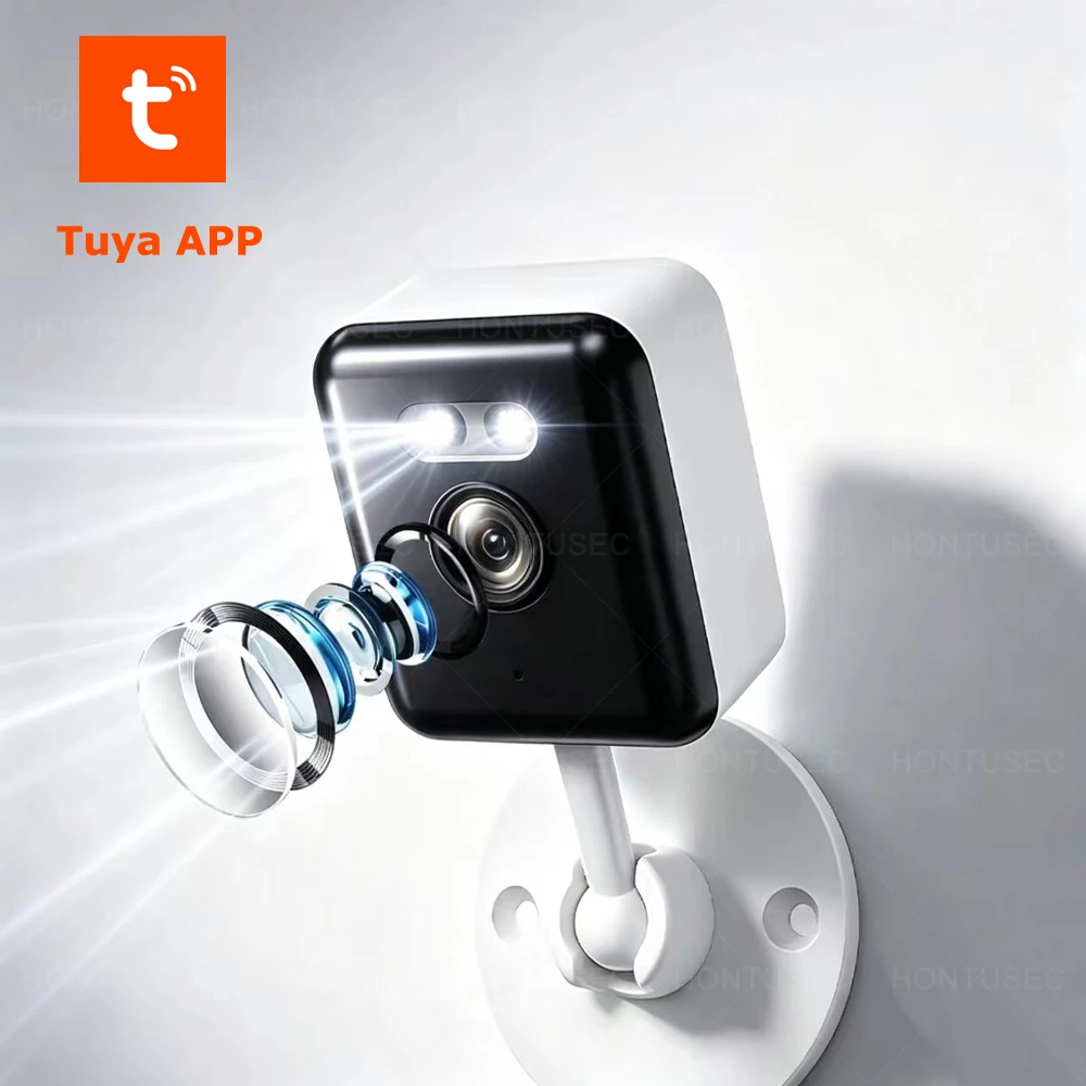 Tuya Smart Life 2K 5MP Mini WiFi Camera Indoor Home Security AI Human Detection Siren Alarm Baby Monitor Color Night Vision
