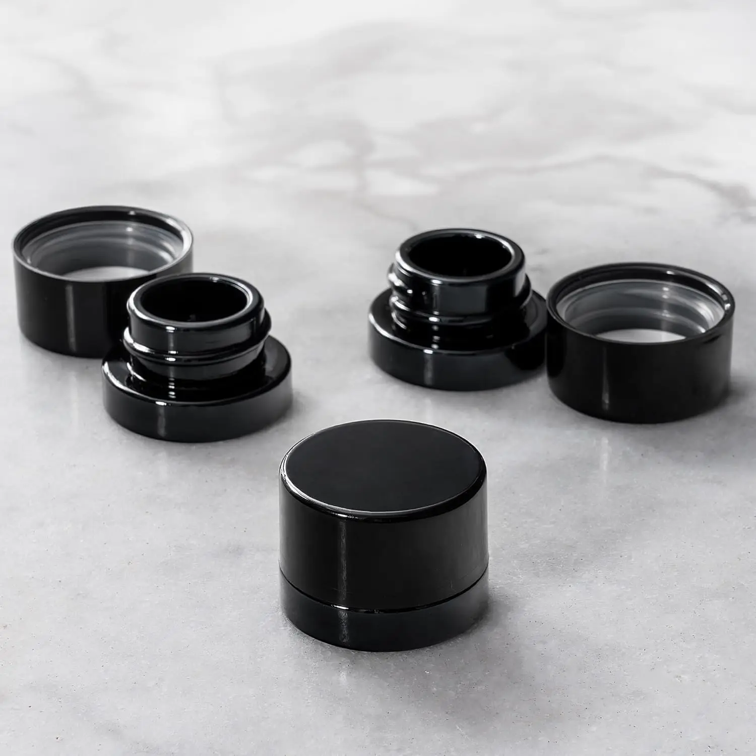 5ml Thick Black Glass Jars with Child Resistant Lids - UV Resistant - Storage for Oil, Wax, Cosmetics Mini Child Proof Container