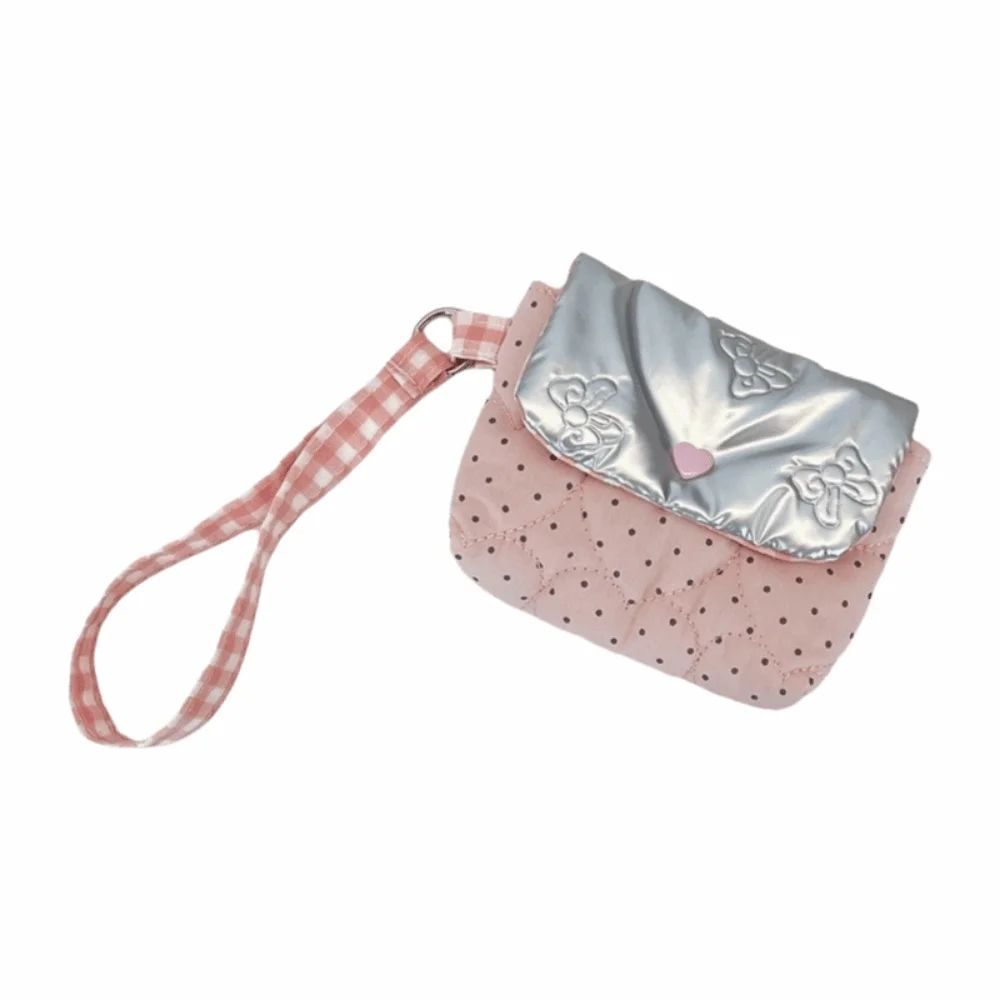 Quilted Cosmetic Pouch Polka Dot Soft Travel Makeup Bag with Handle Star Pattern Mini Camera Storage Pouch Women's Handba