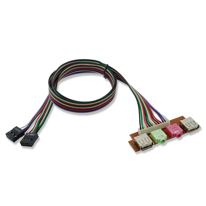 2 Usb Pc Computer Case 6.8cm Front Panel Usb Audio Port Mic Earphone Cables Near Pc Audio Input And Output Replace Cable