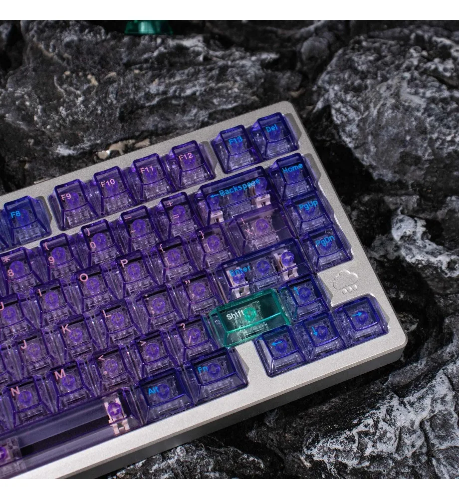 Crystal purple transparent keycap PC material pad printing original Wooting/made68 and other wireless mechanical keyboards