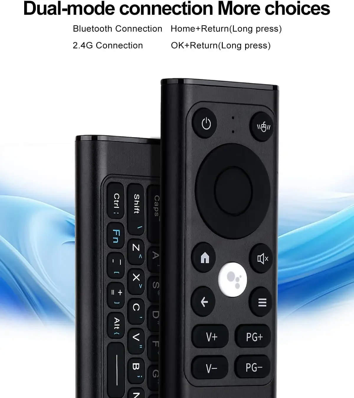 iPazzPort Mini 2.4G/BT Wireless Keyboard W/Air Mouse, IR TV Remote & Voice Control | Aluminum for PC/Android (Only Silver)