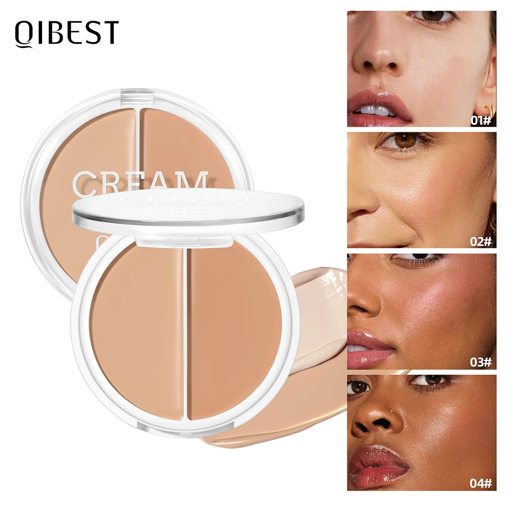 QIBEST Cream Foundation Full Coverage Long Lasting Waterproof Concealer Anti Dark Circle Freckle BB Cream Brighten Makeup Base
