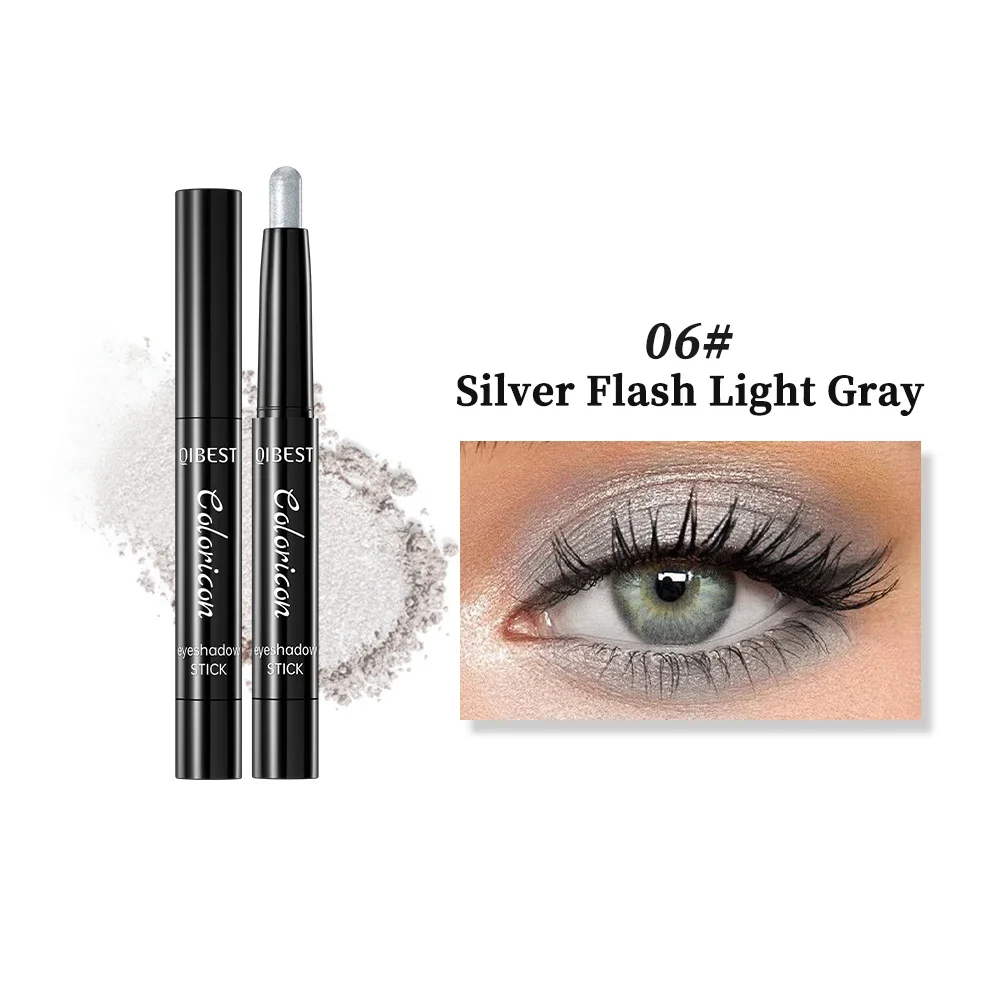 QIBEST Pearlescent Eyeshadow Stick Lasting Glitter Shimmer Colorful Eye Shadow Pencil Makeup Highlighter Brighten Lying Silkworm
