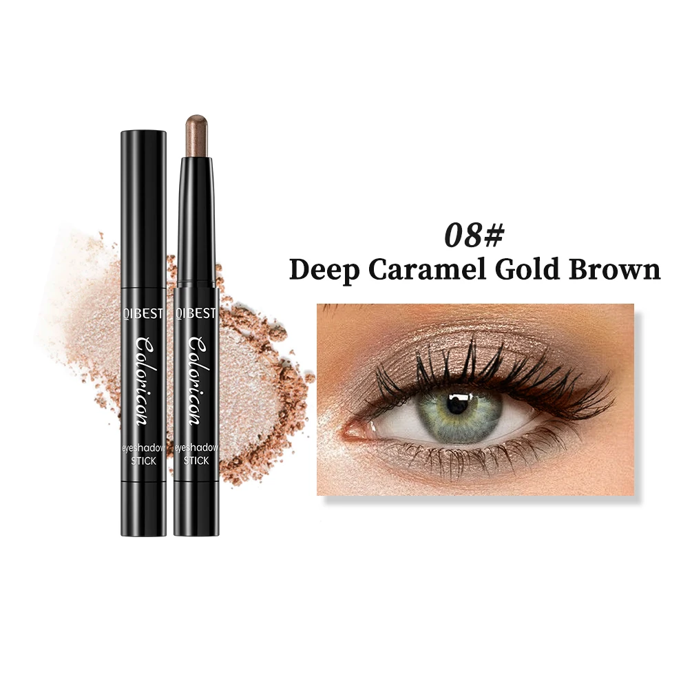 QIBEST Pearlescent Eyeshadow Pencil Long Lasting Glitter Shimmer Colorful Eye Shadow Makeup Highlighter Stick Lying Silkworm Pen