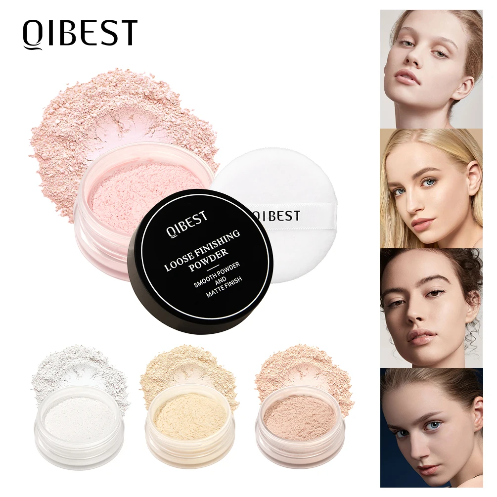 QIBEST Matte Loose Powder Face Setting Powder Waterproof Oil Control Full Coverage Makeup Translucent Styling Fixer For Women