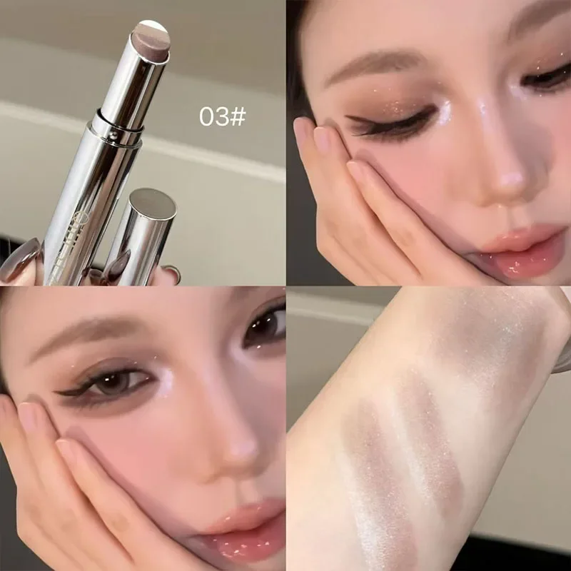 QIBEST Eyeshadow Stick Colorful Shimmer Brown Waterproof Eyes Shadow Pencil Lasting Makeup Highlighter Brighten Lying Silkworm