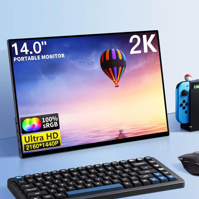 14 inch portable monitor IPS notebook expansion 2K high definition sub-screen HDMI mobile phone/ps4/switch screen projection