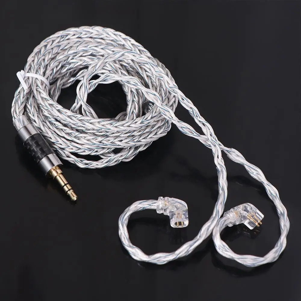 784 Cores KZ Earphones Cable Silver Plated Silver Blue Hybrid KZ Headphone Cord Uparade Cable Portable Audio Headset Wire KZ