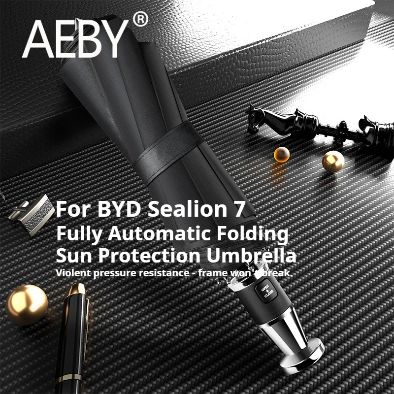 AEBY For BYD Sealion 7 2024 Car Umbrella Auto Foldable Waterproof Windproof Compact Travel Rain Protection Emergency Accessories