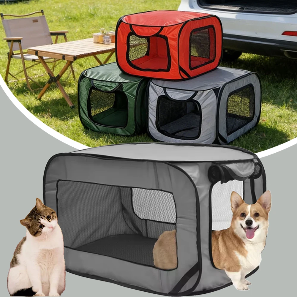1PC Indoor/Outdoor Pet Cage with Breathable Mesh Pop-up Foldable Kennel Portable Dog Box Suitable for Small Medium and Large Dog