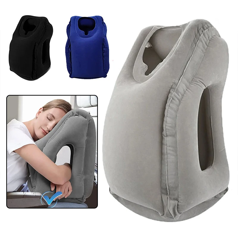 Inflatable Travel Pillows with Neck and Head Support Foldable Pillow for Long Journey Flights Cars Office Napping Accessories