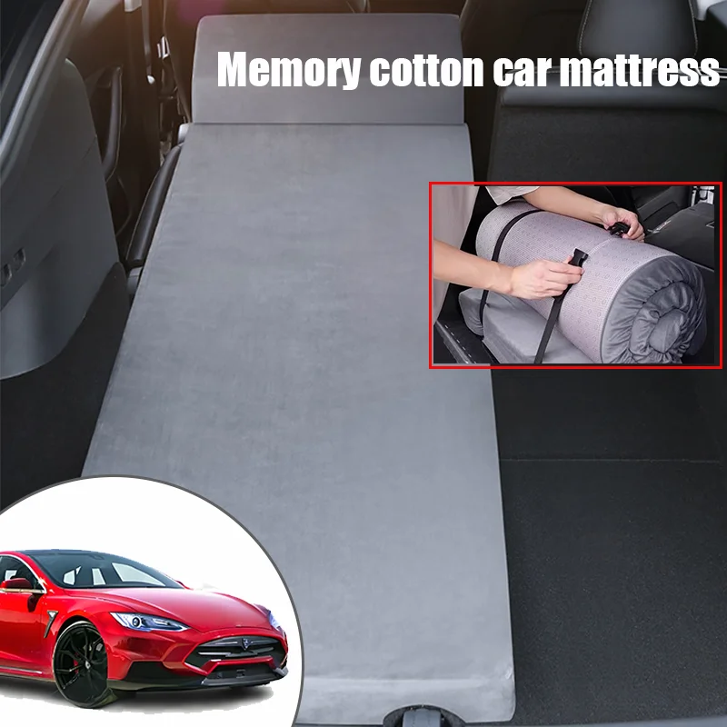 195CM Car Folding Bed Camping Mattress Portable Foldable Memory Foam Travel Single Sleeping Mattress Storage Bag Accessories