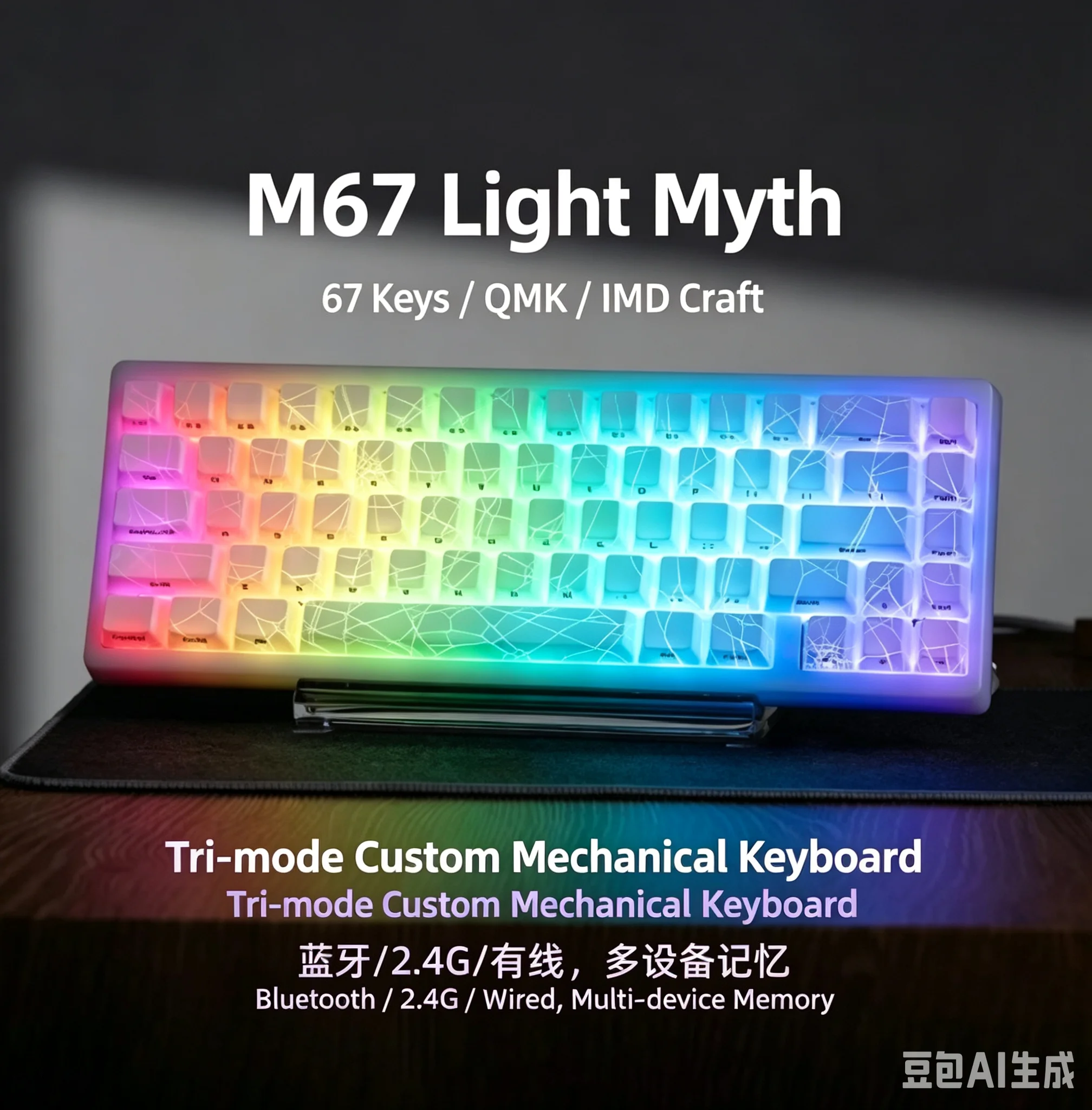 XVX M67 Gaming Mechanical Keyboard, IMD Topographic 2.0 Keycaps, Hot Swap Gasket Tri-Mode Custom RGB Keyboard for E-Sports