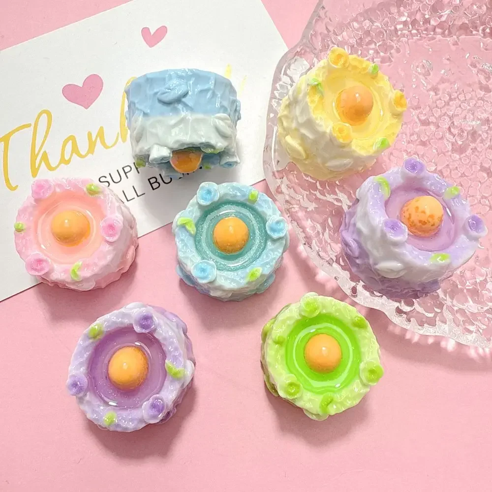 Kawaii Mini Gradient Fake Fruit Cake Miniature Figurine 3D Dollhouse Car Home Decoration DIY Embellishment Accessories Carfts