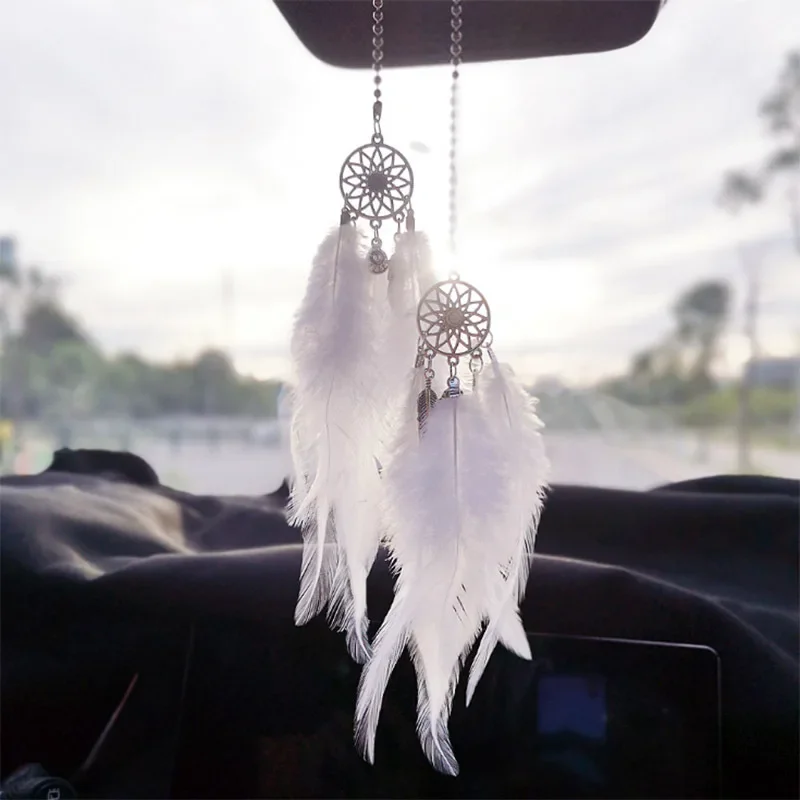 Lucky Car Decoration Mini Dream Catcher Punnerglass Hanging Pendant Home Decoration Car Pendant Accessories Interior Girl