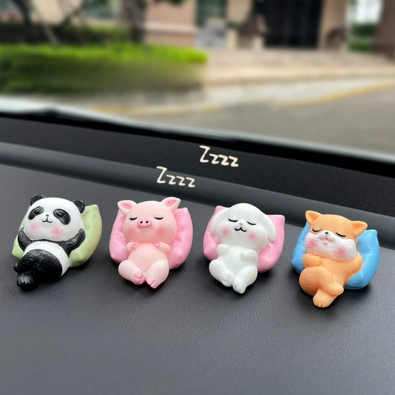 Car Accessories Decoration Resin Cute Series Animal Mini Ornament Kawaii Home Decoration Pig Rabbit Dog Desktop Accessories