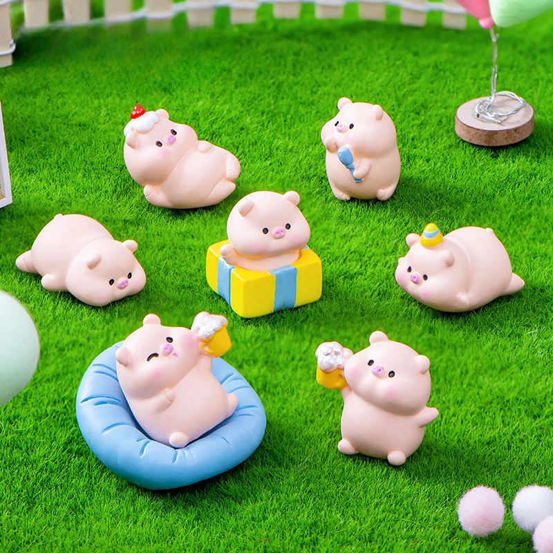 Birthday Party Cartoon Little Pig Decorative Mini Accessories Home Decorations Room Car Ornaments DIY Crafts Landscape Ornaments