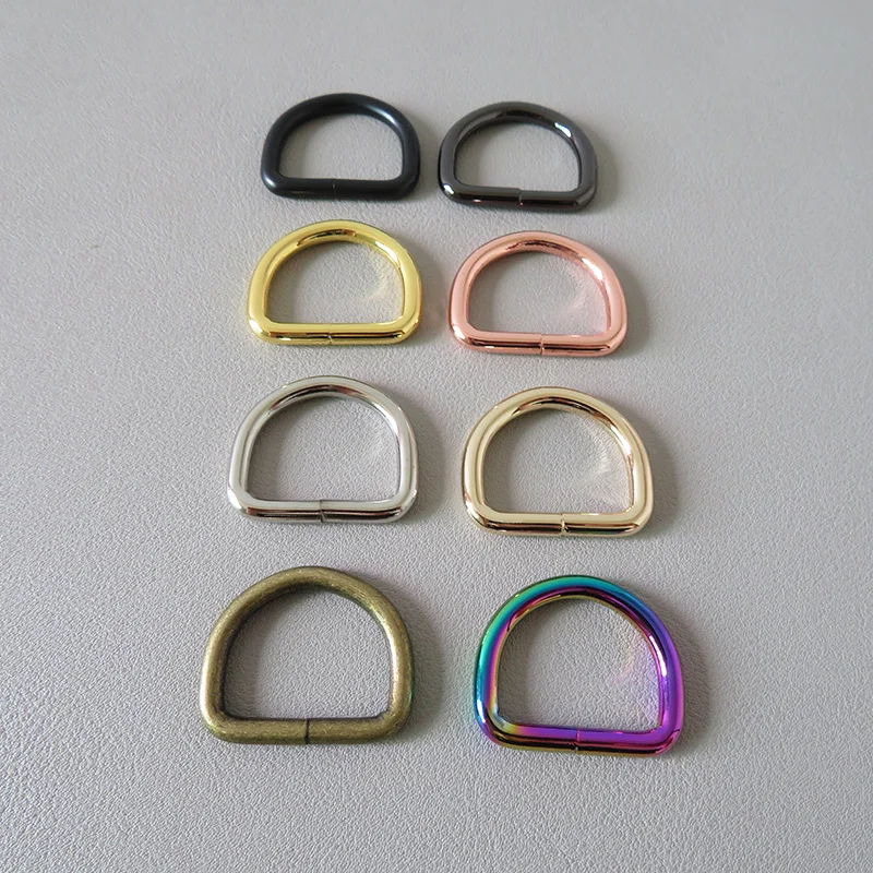 50Pcs 25mm D Ring For Bag Backpack Straps Accessory Belt Loop Buckle Metal Hardware Pet Dog Collar Leash Garment Sewing Clasps