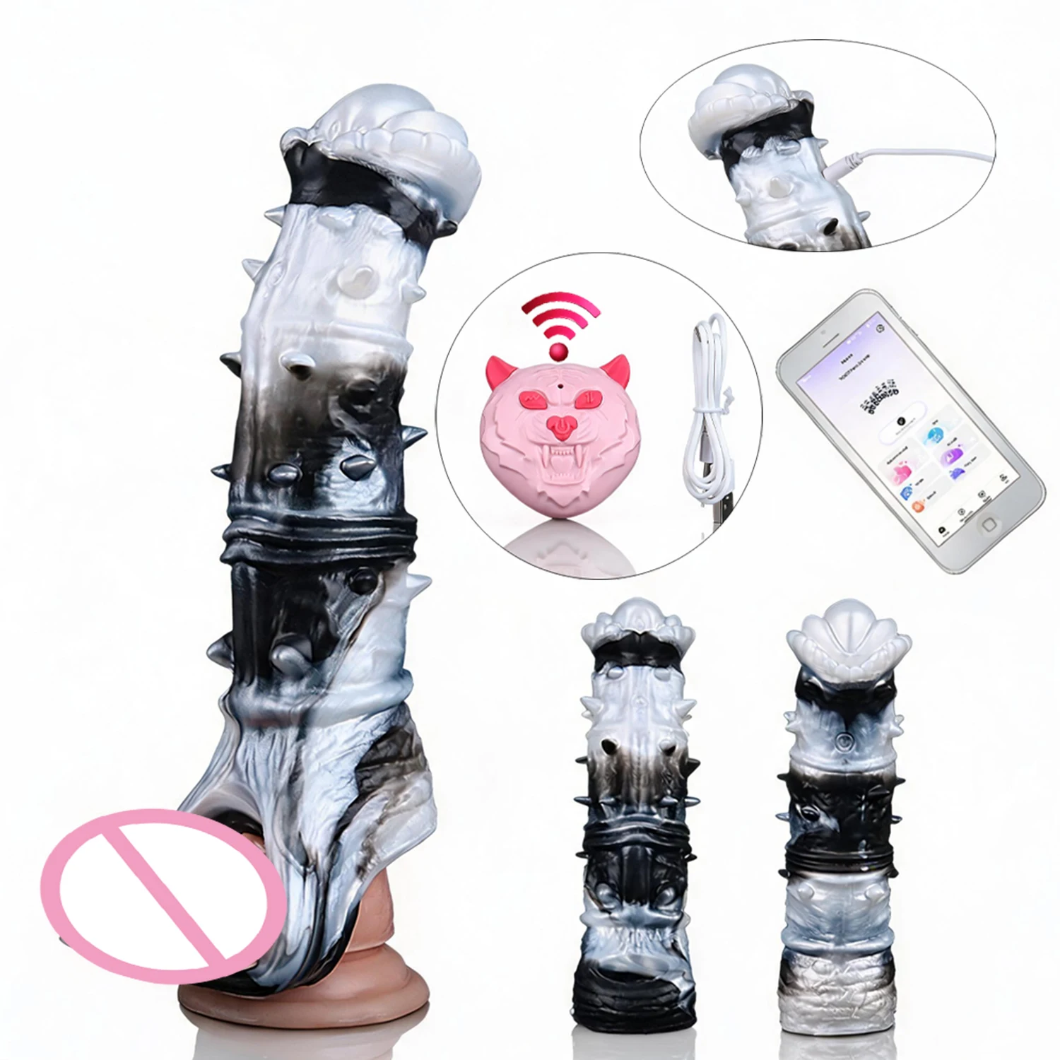 YOCY Smart Phone App & Remote Control 10-frequency Vibrating Penis Condom G-spot Stimulation Sex Game Prop Penis Sleeve Sex Toys