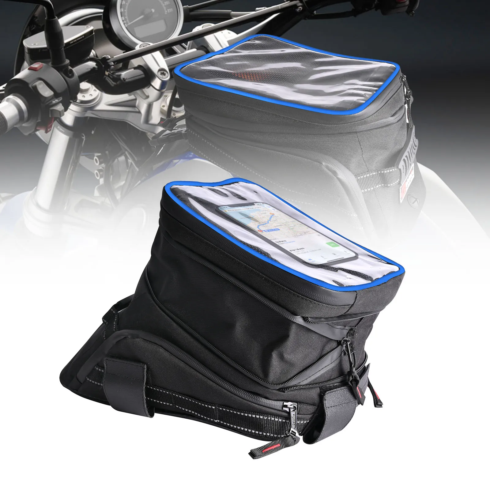 Large Capacity Expandable Motorcycle Tank Bags Cycling Riding Wireless Touch Screen Storage Bag For Suzuki Yamaha Honda Bike