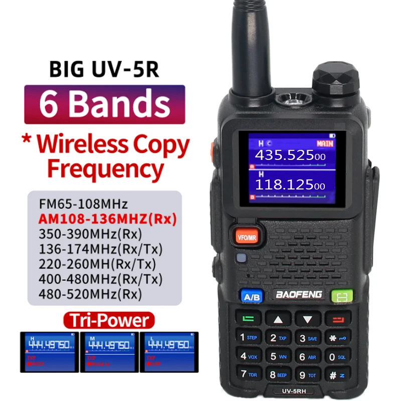 Baofeng UV 5RH 10W Walkie Talkie Wireless Copy Frequency Air Band USB Charger Two Way Radio Upgraded UV 5R Transceiver Ham Radio