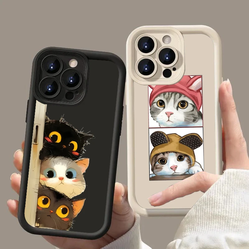 Funny Cartoon Cat Silicone Soft Phone Case For Xiaomi Mi 15 14T 14 13T 13 12 11 Lite 4G NE Poco X6 X5 X3 F5 F6 M6 X7 Pro Cover