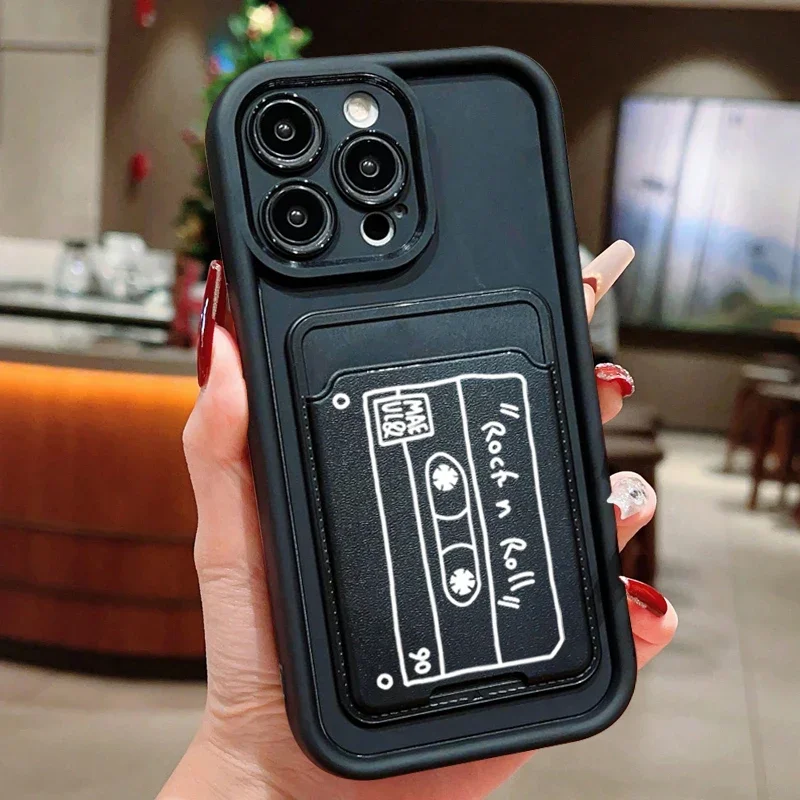 Cute Walkman Wallet Card Holder Bag Phone Case For Xiaomi Mi 14 14T 13 13T 12 12T Pro 11 Lite 5G Poco F5 X5 X6 M6 Pro Soft Cover