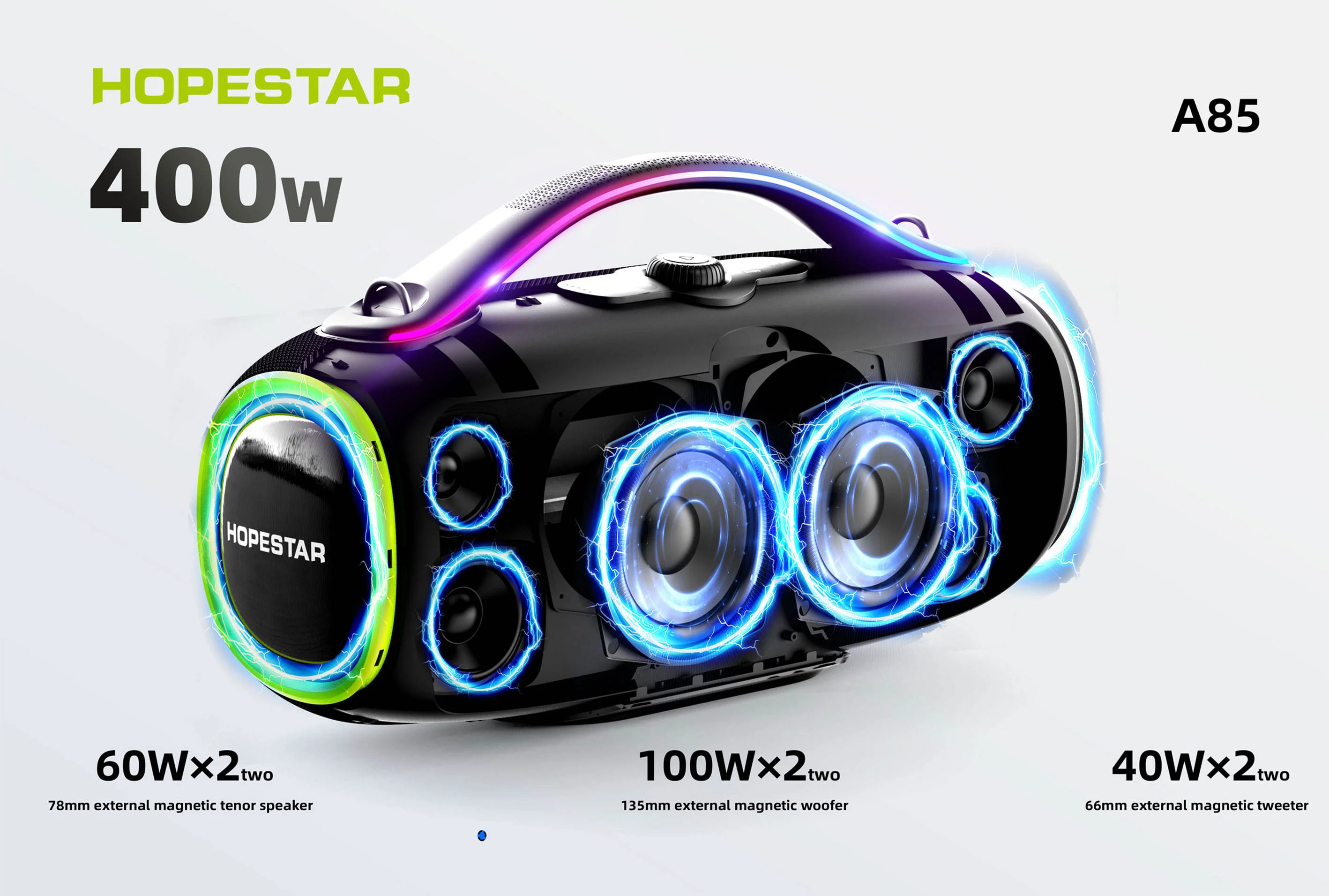 Original Hopestar A85 Outdoor Party Speaker Professional 400W Bass Powered Portable Subwoofer Wireless Connection Hifi Speaker