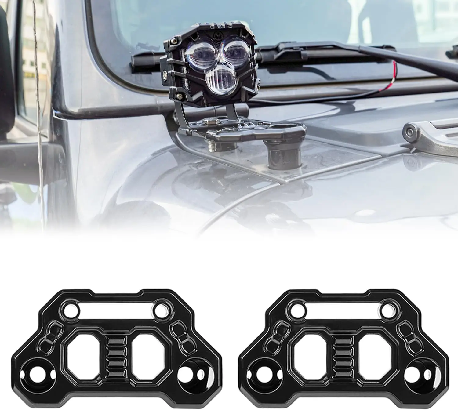 JL A‑Pillar Light Bar Mount Brackets, 2Pcs Black CNC Aluminum Alloy LED Pod Ditch Light Holder for Wrangler JL JLU 4xe